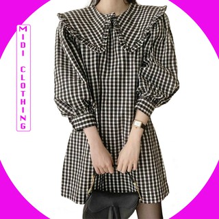 Đầm suông caro cổ bèo tay dài 👉Vải mềm mát, 2 lớp 👉Phù hợp đi chơi dạo phố, đi làm  👉Dưới 60kg