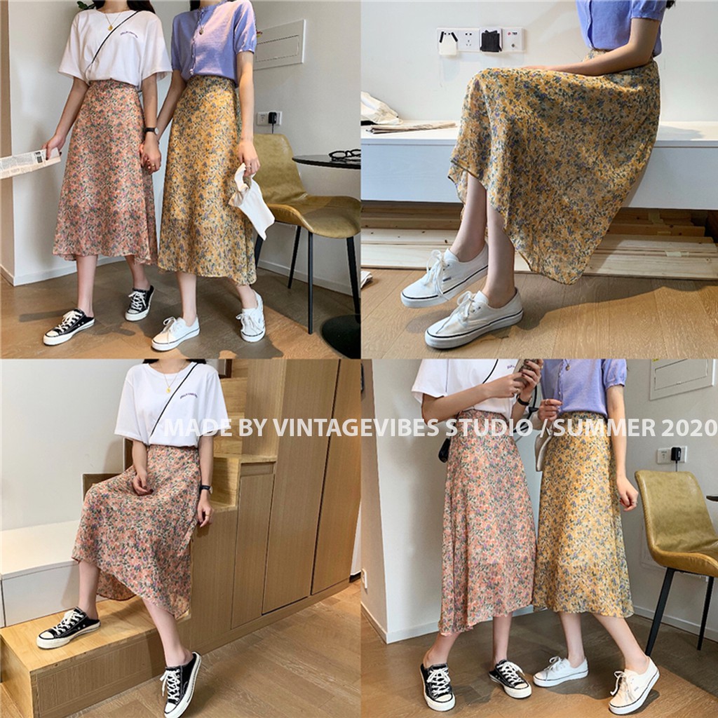 🚛[FREESHIP] Chân váy midi hoa nhí Ulzzang (hàng QC) - ẢNH THẬT TỰ CHỤP | BigBuy360 - bigbuy360.vn