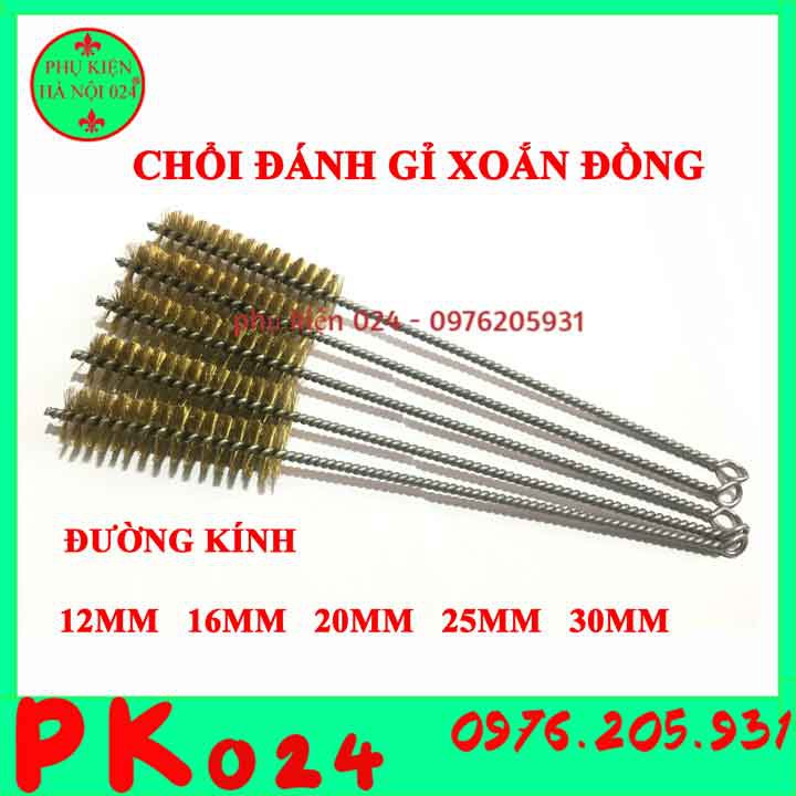 Chổi đánh gỉ sợi đồng xoắn tròn đường kính tùy chọn 12mm- 30mm