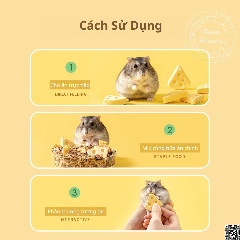Phô mai đông khô Yee cho hamster, sóc, nhím và động vật nhỏ khác