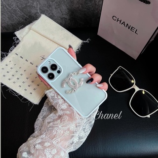 Ốp lưng iPhone, lưng kính logo CL đính đá cực sang chảnh, iPhone X Xs Max 11 12 13 14 Pro Max