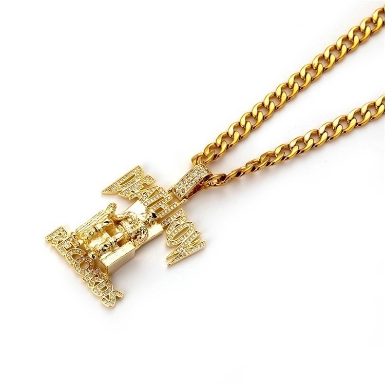 Dây chuyền đính đá zircon màu vàng/ bạc phong cách hiphop