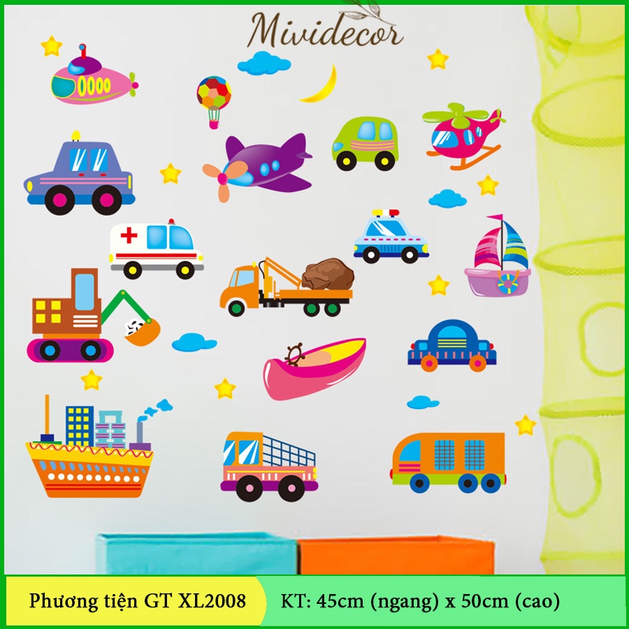 Decan dán tường phương tiện giao thông - XL2008 (KT sau dán: 50*45cm)