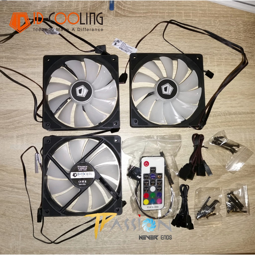 Bộ kit 3 quạt fan case 12cm ID-Cooling XF-12025 RGB TRIO - Led RGB 16.7 triệu màu, tốc độ cao, quay êm, tản nhiệt tốt