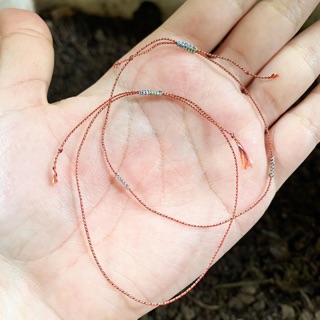 Vòng Tay Chỉ Ngũ Sắc Tây Tạng May Mắn Dây Siêu Mảnh Nhiều Kiểu Độc Quyền Xanh Bạc