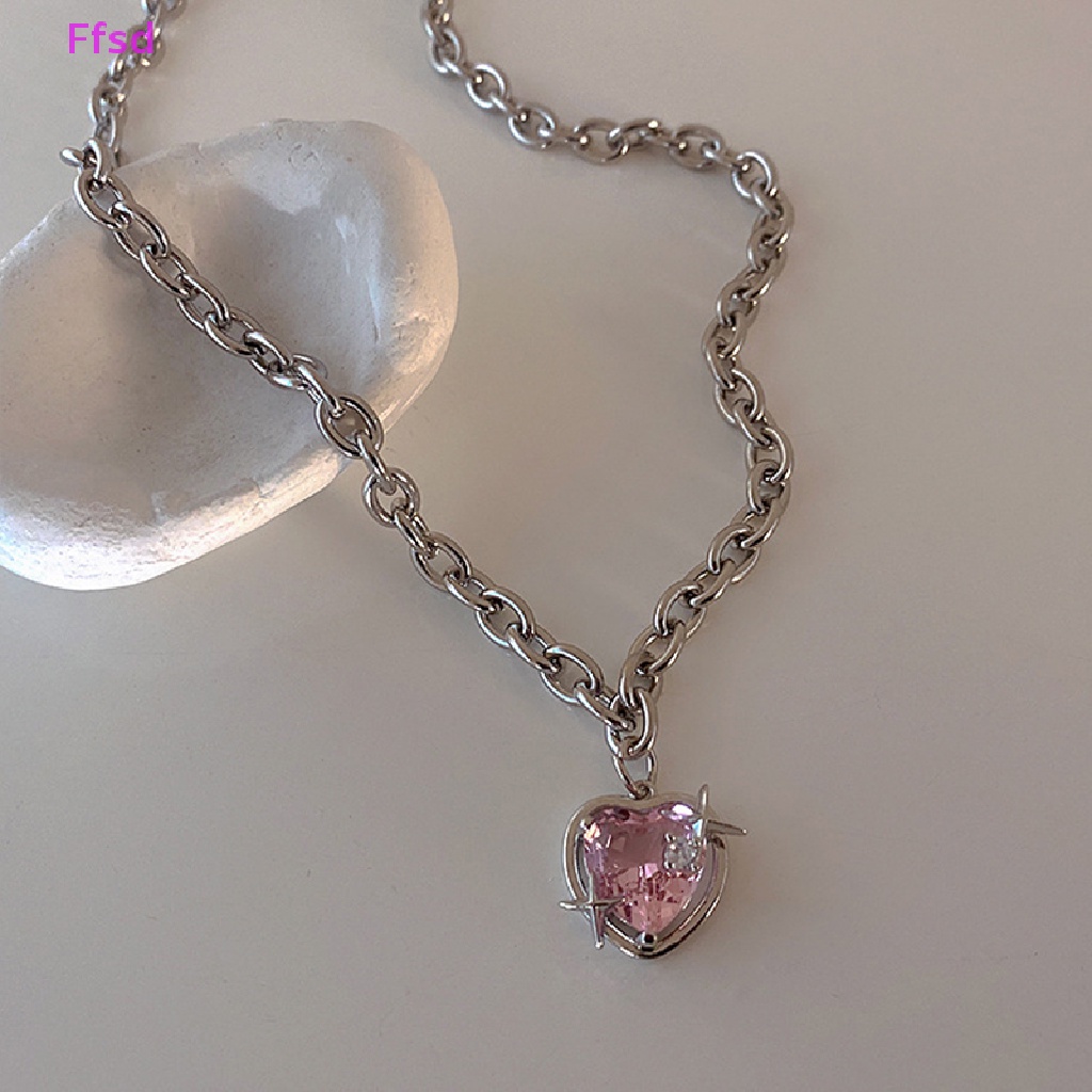 {Ffsd} Vòng cổ Mặt Hình Giọt Nước Pha Lê Hồng Hình Trái Tim Giọt Nước Thời Trang Ngọt Ngào Cho Nữ