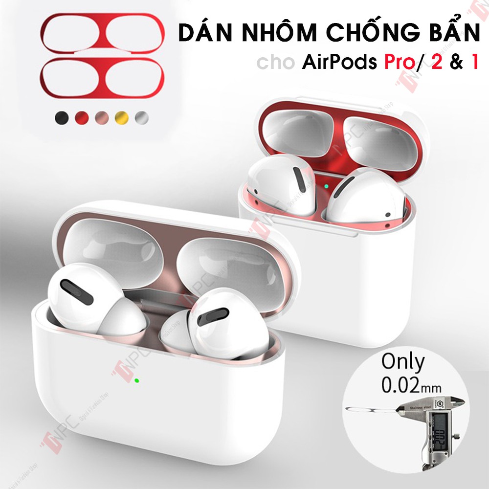 Miếng Dán Kim Loại Chống Bẩn Dành Cho AirPods Pro | 2 | 1