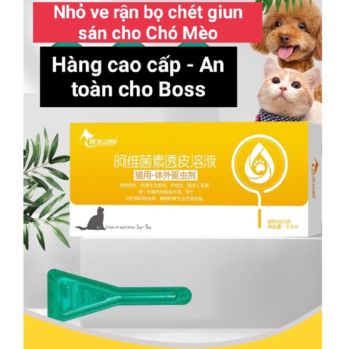 Nhỏ gáy cao cấp loại bỏ ve rận bọ chét giun sán cho chó mèo