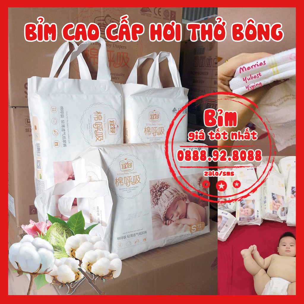 Bỉm/Tã Dán trẻ em Yiying hơi thở bông hàng cao cấp Newborn-26/S-72/M-60