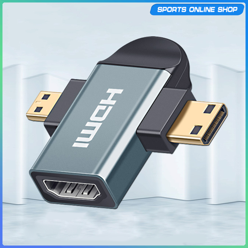 3-in-1 HDMI to Mini/Micro HDMI Adapter, Mini and Micro HDMI Male to HDMI Female Universal T Adapter with Gold-Plated Connectors