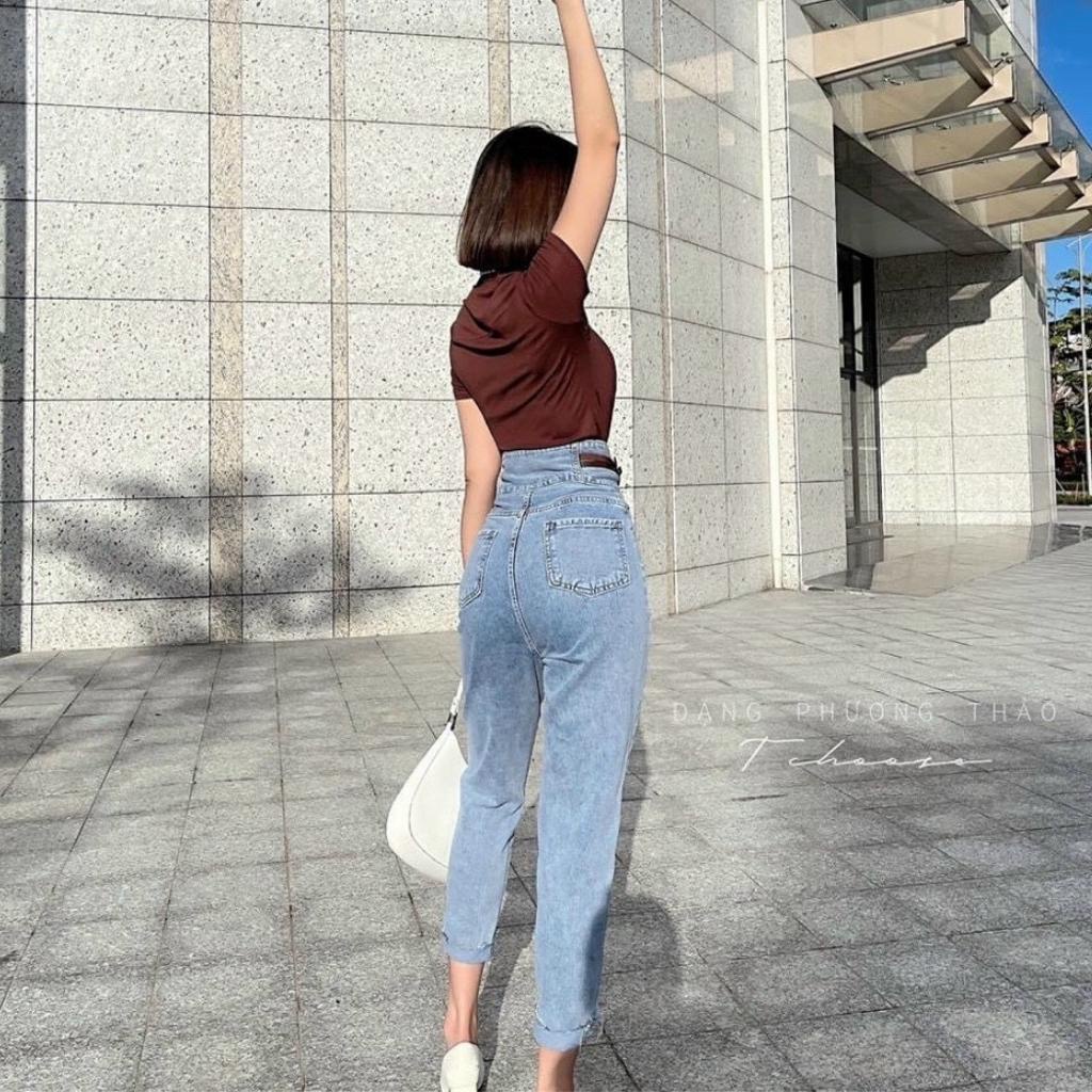 Quần jean nữ baggy lưng cao quần bò nữ cạp cao ống đứng phong cách hàn quốc HN Clothing Q8 | BigBuy360 - bigbuy360.vn