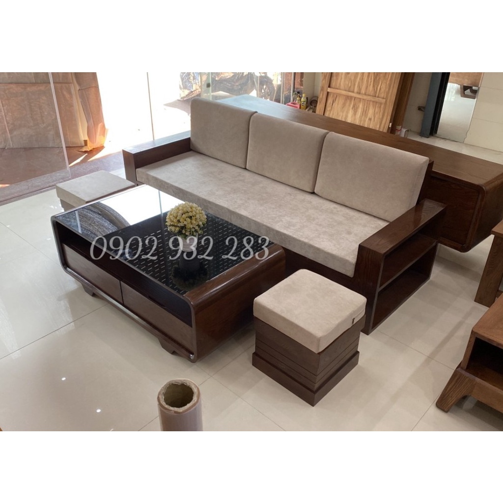 Bộ bàn ghế phòng khách salon, sofa 4 món gỗ sồi hàng giá xưởng, miễn phí giao hàng, lắp đặt tại Hồ Chí Minh G10