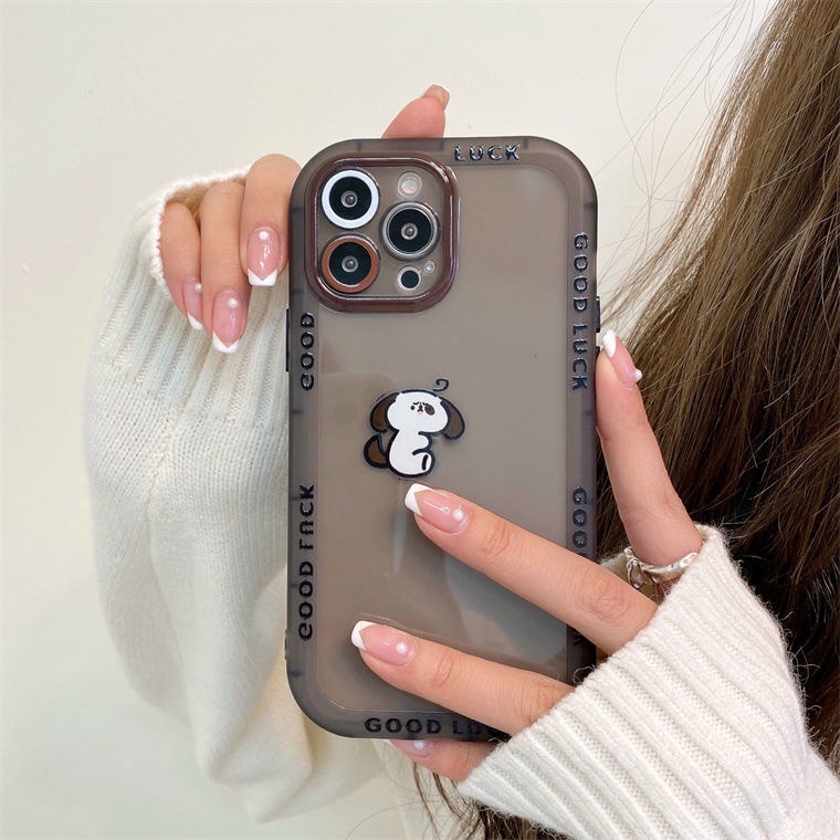 Ốp Điện Thoại Màu Đen Xuyên Thấu Họa Tiết Cún Con Dễ Thương Dành Cho IPhone 12 13 11 Pro Max X Xs Max Xr Sxc1