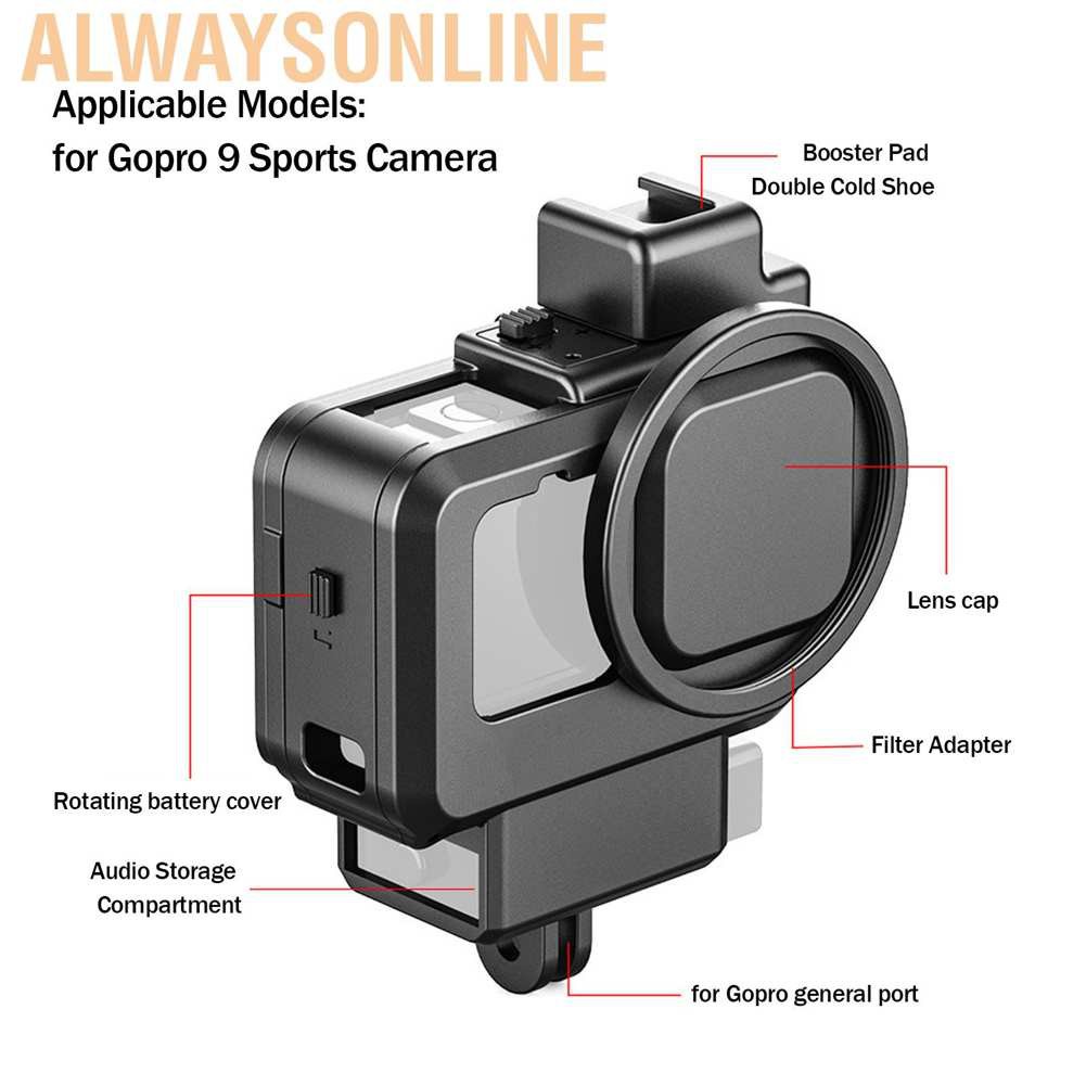 Alwaysonline Ulanzi G9‑4 Action Vlog Camera Cage Protective Housing with Cold Shoe Mount for GoPro 9