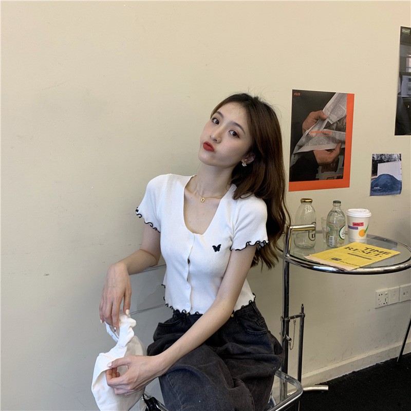 Áo len tăm tay lỡ cao cấp, Áo dệt kim ngắn tay nữ phong cách ulzzang Hàn Quốc C33 - Maoshop | BigBuy360 - bigbuy360.vn