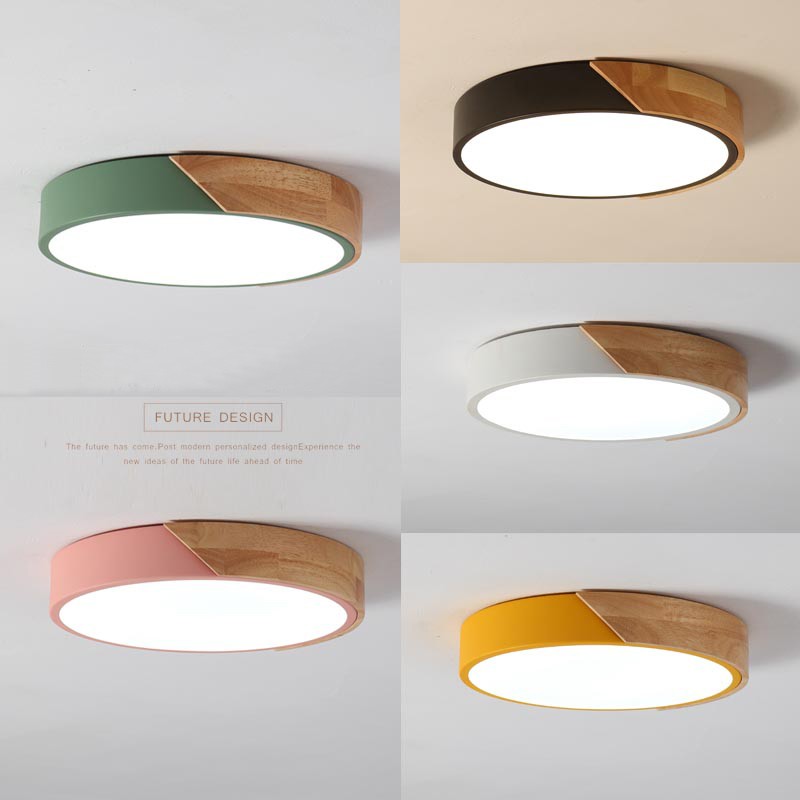 Đèn trần nhà bằng gỗ phong cách led bắc âu hiện đại