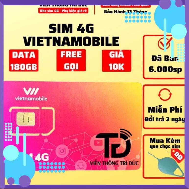 Thánh Sim 4G Vietnamobile Siêu Thánh Up & Trọn Đời Có 6Gb/Ngày - Gọi Miễn Phí - Không Giới Hạn Dung Lượng-Giá Siêu Rẻ