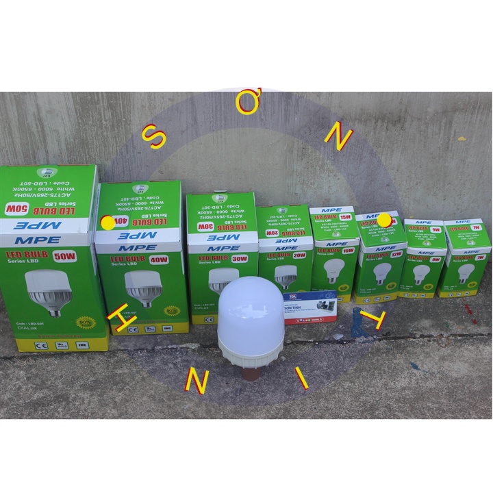 Bóng đèn LED Bulb,búp MPE - Ánh sáng trắng/vàng - 7W 9W 15W 20W 30W 40W E27 LBD cao cấp MPE ( tiêu chuẩn châu âu)