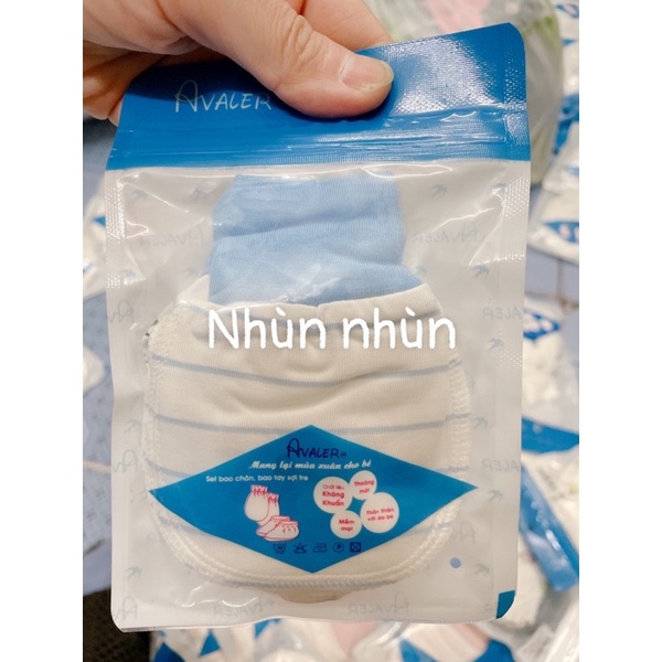{Nhùn nhùn} {Hà Nam}Set bao tay bao chân Avaler sợi tre gồm 1 đôi bao tay 1 đôi bao chân dành cho trẻ sơ sinh