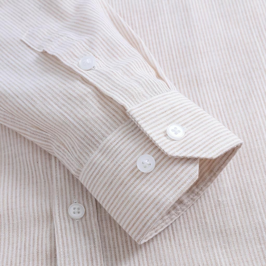 Áo Sơ Mi Nam Đũi Dài Tay GRSIMPLE Linen Kẻ Sọc Cá Tính Chất Vải Thoáng Mát