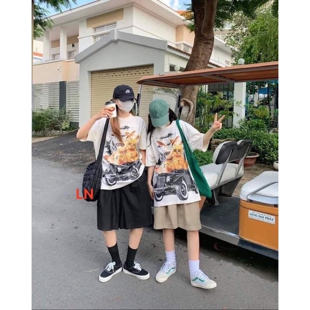 Áo phông thỏ ngồi ô tô LN11