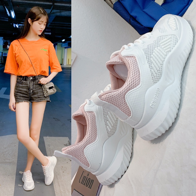 CHZK Giày Thể Thao Phối Lưới Thoáng Khí Siêu Nhẹ Thời Trang Năng Động Cho Nữ CHZK117