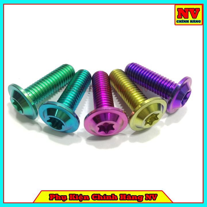 Ốc Đĩa Titan Gr5 8Li25 Đầu Dù Mỏng Gắn Được Hầu Hết Các Xe