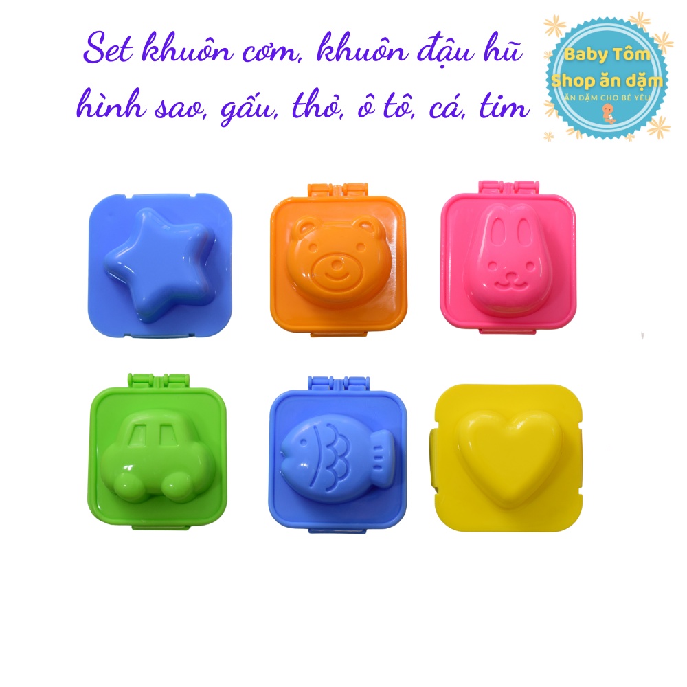 Combo 6 khuôn cơm,khuôn đậu hũ ăn dặm cho bé - Trung Quốc NPP Baby Tôm