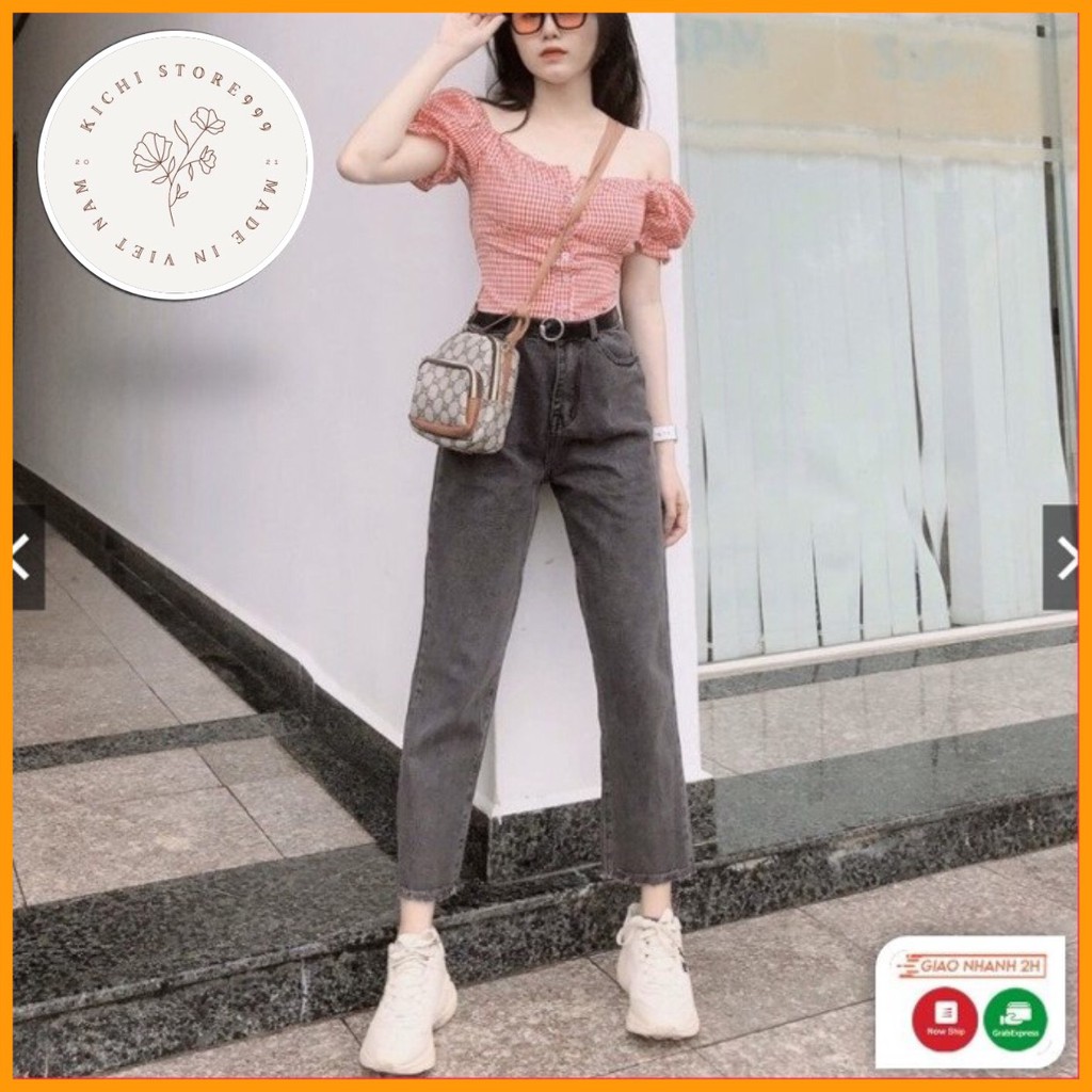 Quần Baggy Jean thời trang nữ Kichistore , Quần Jean co giãn nhẹ chất vải cao cấp nữ M27