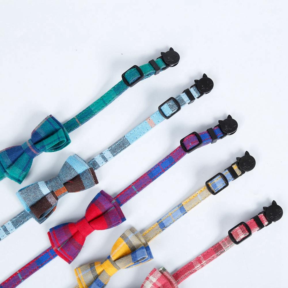 Vòng Cổ Cotton Kẻ Sọc Gắn Chuông Nhỏ An Toàn Dành Cho Chó Chihuahua