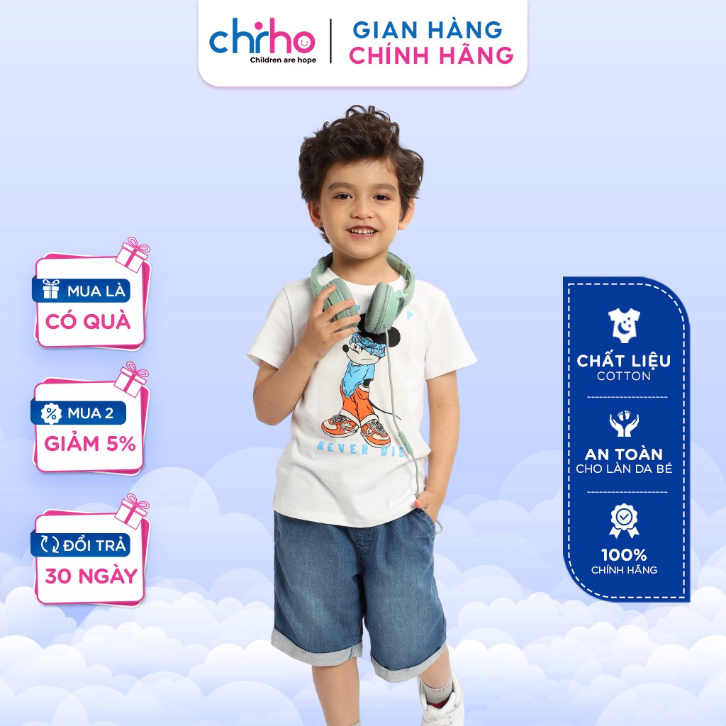 Quần Short Jean Bé Trai CHIHO Mặc Mùa Hè Gấp Gấu Chất Liệu Cotton Cho Trẻ Từ 6 - 13 Tuổi BJS201R