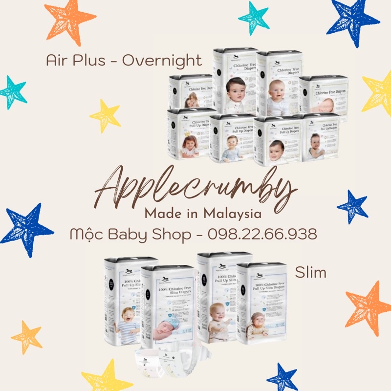 BỈM APPLECRUMBY SLIM + OVERNIGHT BỈM DÁN QUẦN DÁN NB16 S24 M42 L36 XL24