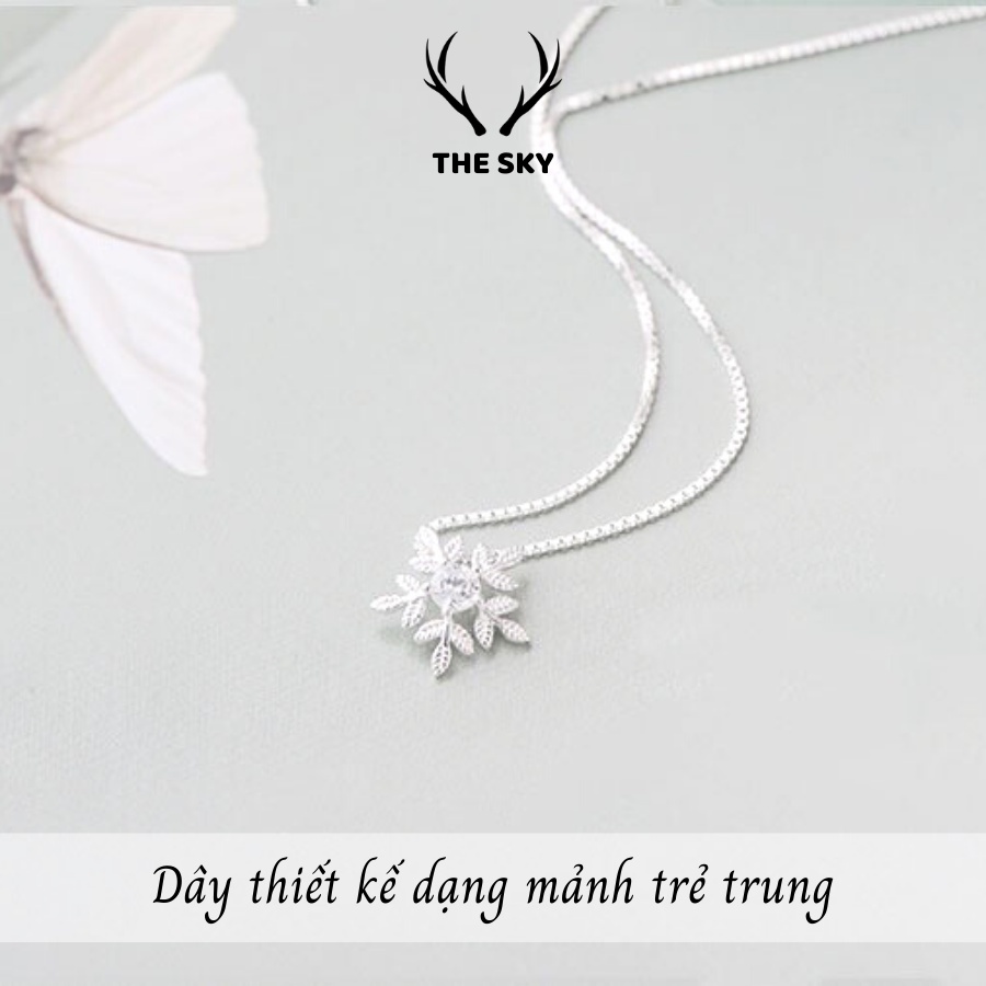 Dây chuyền bạc DC1018 sợi mảnh kèm mặt hình Bông Hoa Tuyết đính đá thiết kế đơn giản nổi bật dễ phối đồ