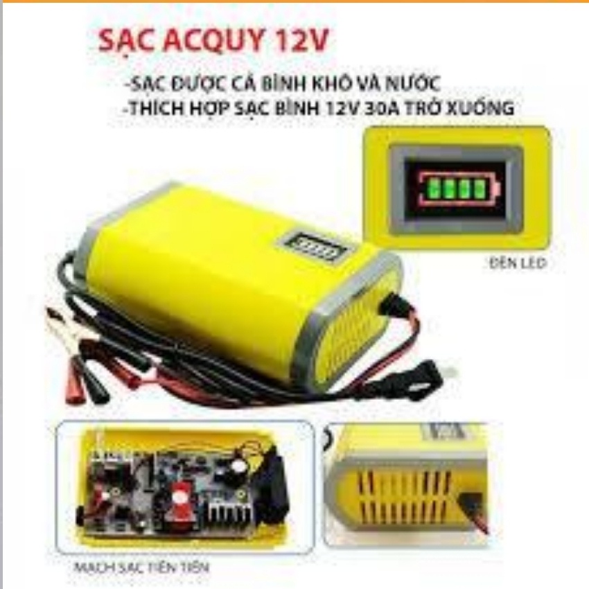 Máy sạc bình ác quy ,Kich Binh Ac Quy, Sạc Acquy 12V Nguồn Xung ổn Định , May kich dien, bảo hành uy tín toàn quốc