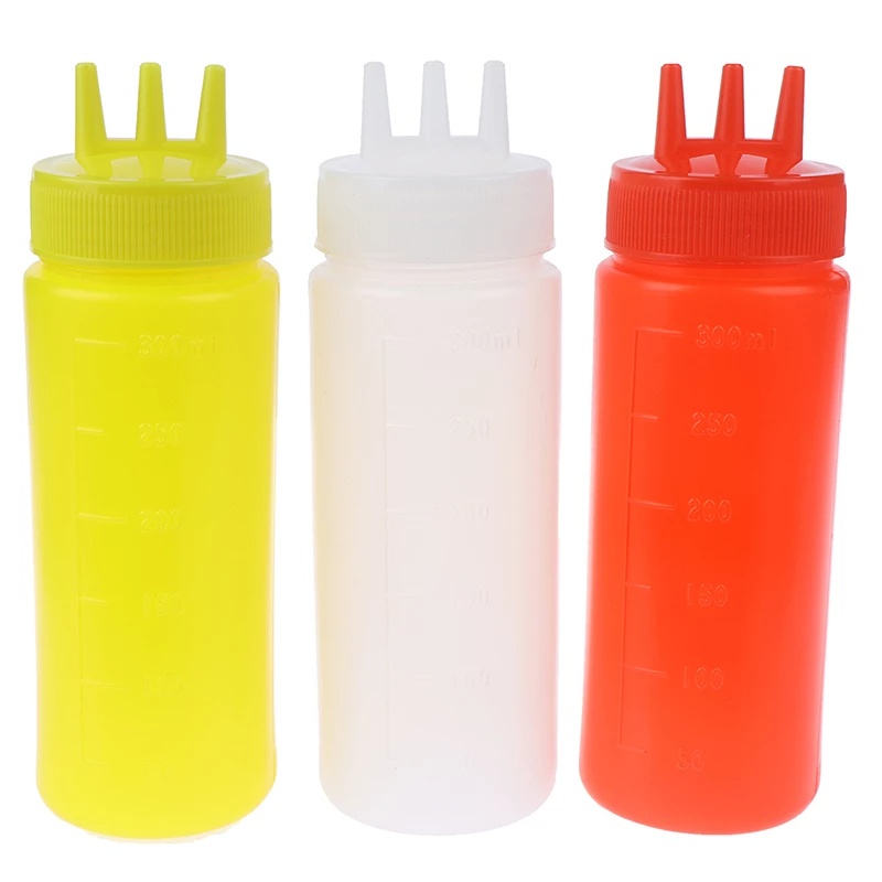 Bình Nhựa PE Đựng Gia Vị/Dầu Ăn/Nước Sốt Ba Lỗ Dung Tích 450Ml/650ml