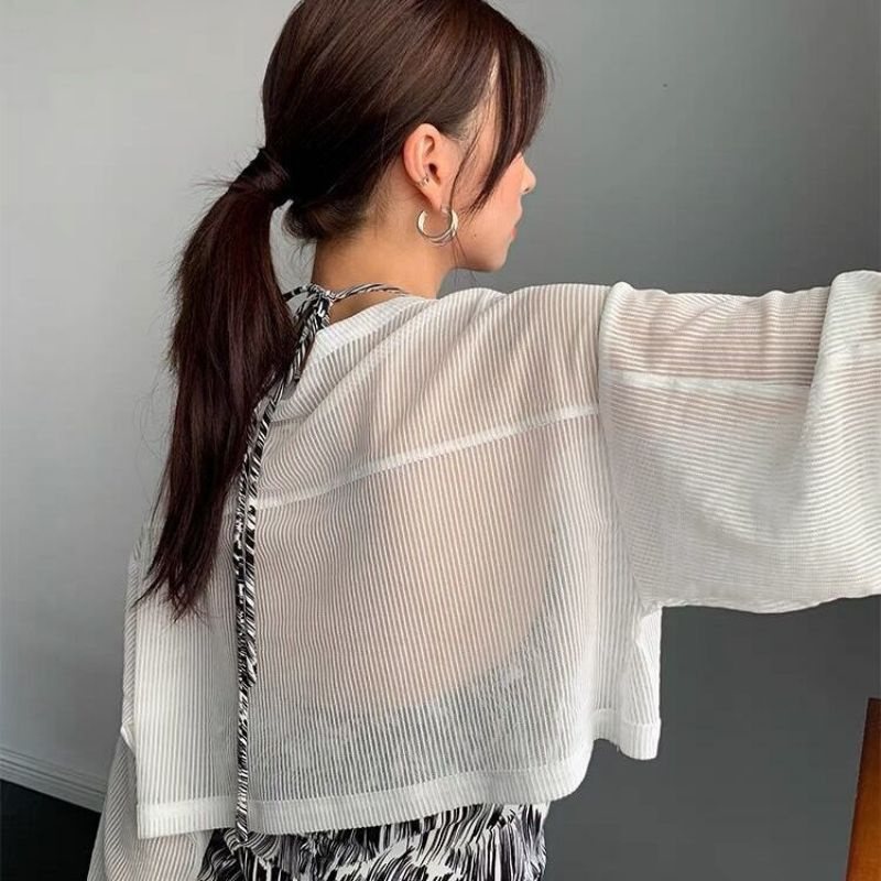 Áo Khoác Cardigan Thun Len Nữ Tay Dài Vải Mỏng Sexy