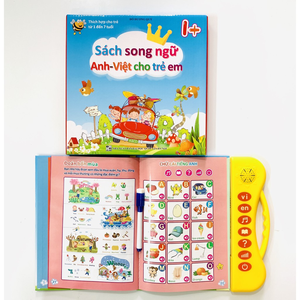 Combo Sách song ngữ + Bảng tự xóa + Tập đánh vần giúp bé phát triển trí tuệ vượt bậc