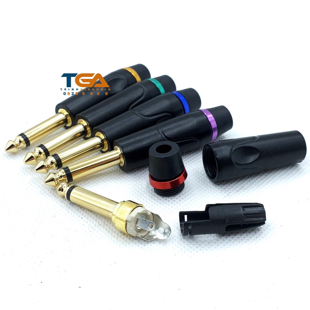 Jack rắc 6ly hàn dây  mono 2 khấc, 5 màu