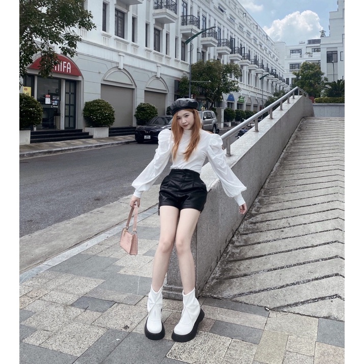 Quần da ngắn màu đen mềm tôn chân full mẫu đồng giá