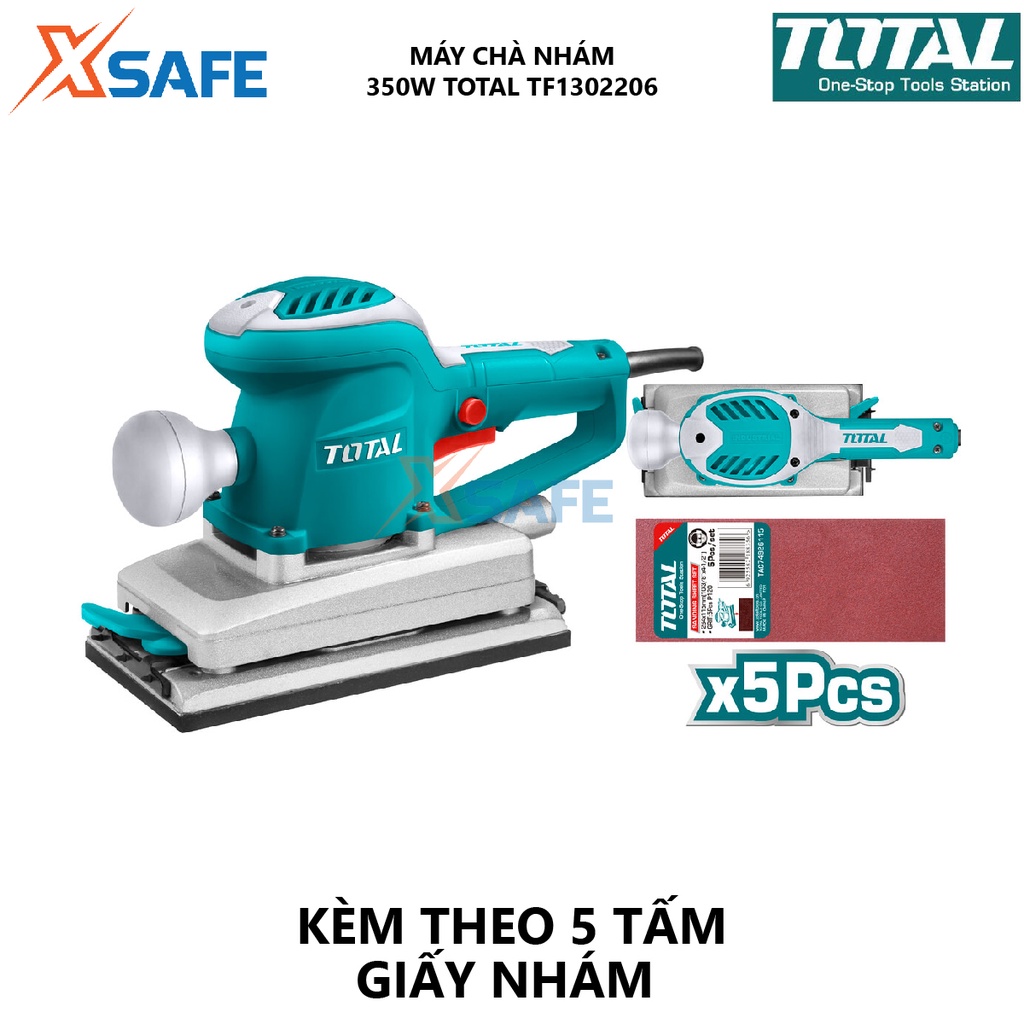 Máy chà nhám chữ nhật TOTAL TF1302206 Dụng cụ chà nhám 220V-240V/50-60Hz Công suất 350W; 110mm x 220mm - Chính hãng