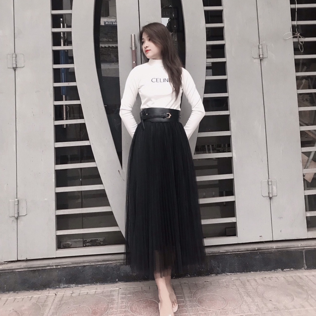 Chân Váy Ren Xếp Ly 3 Lớp (kèm đai da) dài 78cm váy xòe cao cấp (video ảnh thật) | BigBuy360 - bigbuy360.vn
