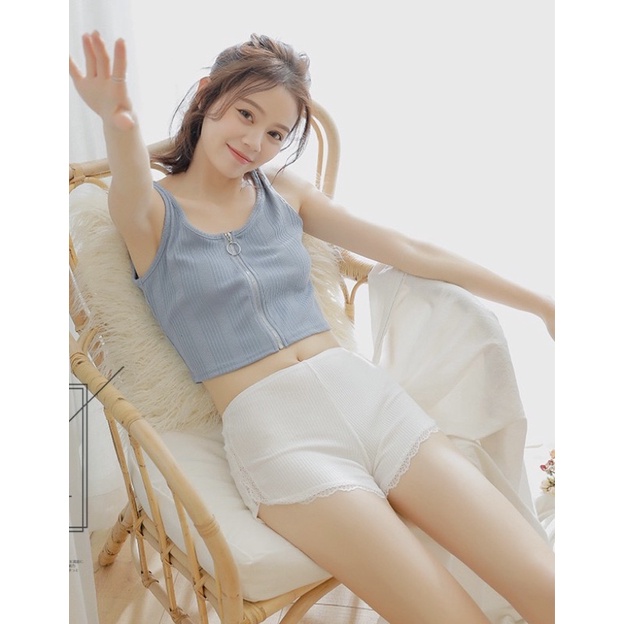 Quần Bảo Hộ Nữ. Quần mặc trong váy nữ cotton gân tăm phối re xinh thoáng mát