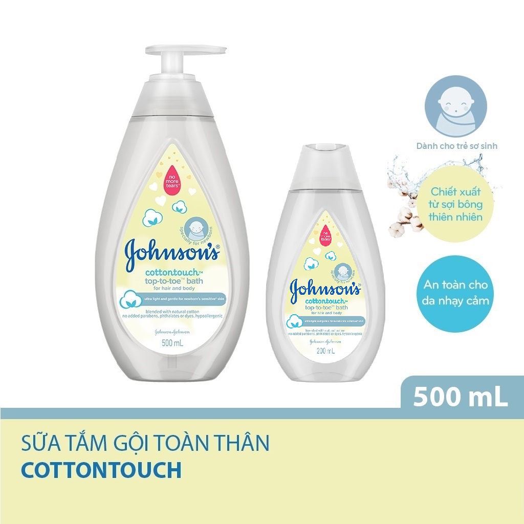 Sữa Tắm Gội Toàn Thân Mềm Mịn Johnson's Baby Bath Cotton Touch 200ml Và 500ml