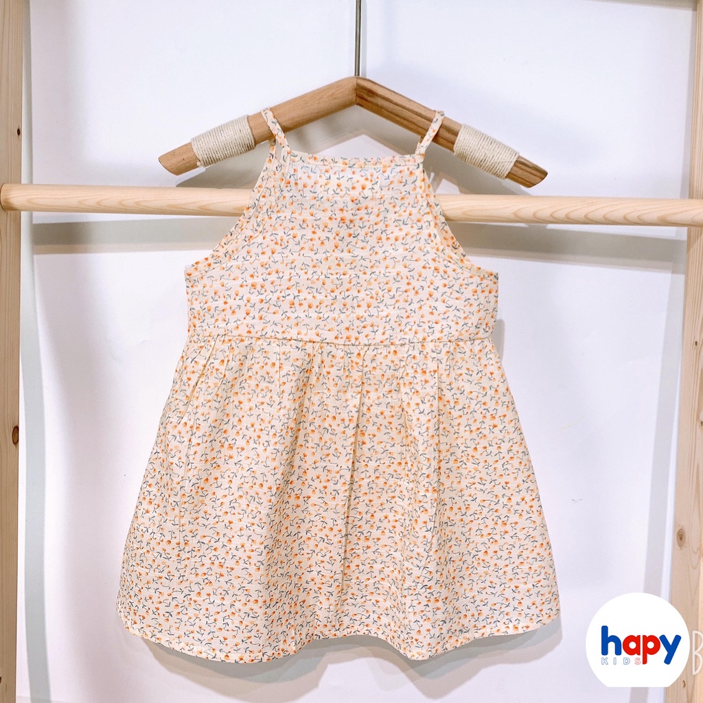 Váy cho bé gái HAPYKIDS 2 dây chất đũi xước mềm mịn cho mùa hè mát mẻ, đầm cho bé từ 0-5 tuổi [V22.03]