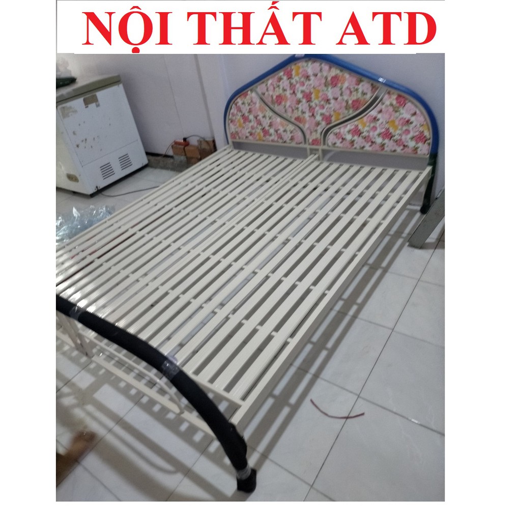 giường sắt đơn, giường đơn 80cm 1m 1m2 1m4 1m6 1m8 sắt dày dặn màu kem và màu xanh