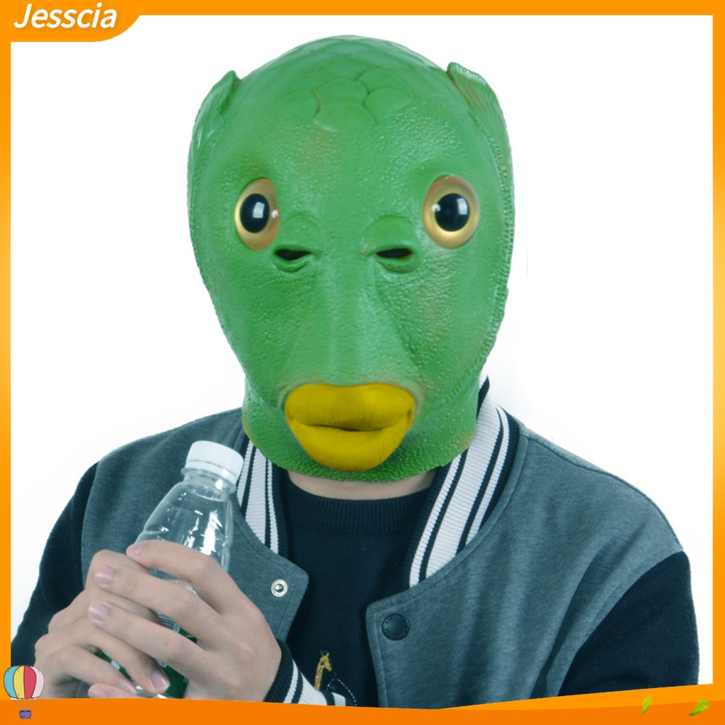 Jessica| Mũ Trùm Đầu Hóa Trang Hình Cá Bằng Silicone Màu Xanh Lá Dành Cho Người Lớn