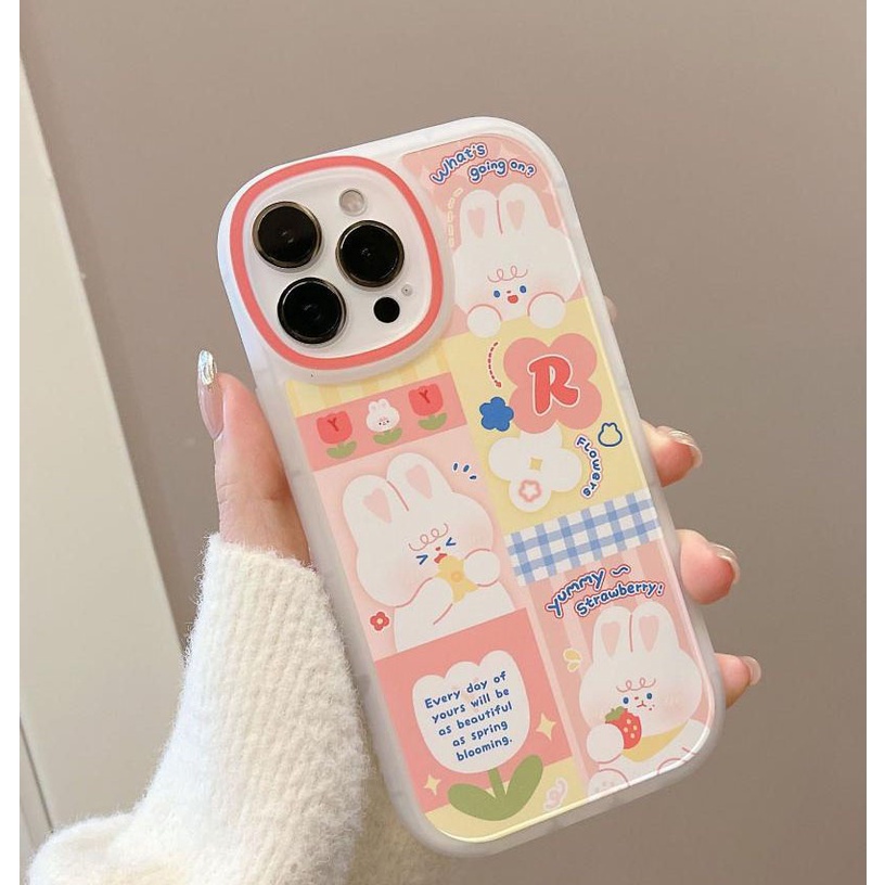 Ốp lưng iphone trong bo tròn thỏ dâu tây 6/6s/6plus/6splus/7/7plus/8/8plus/xs/11/12/13/14/pro/max/plus/promaxTBT12