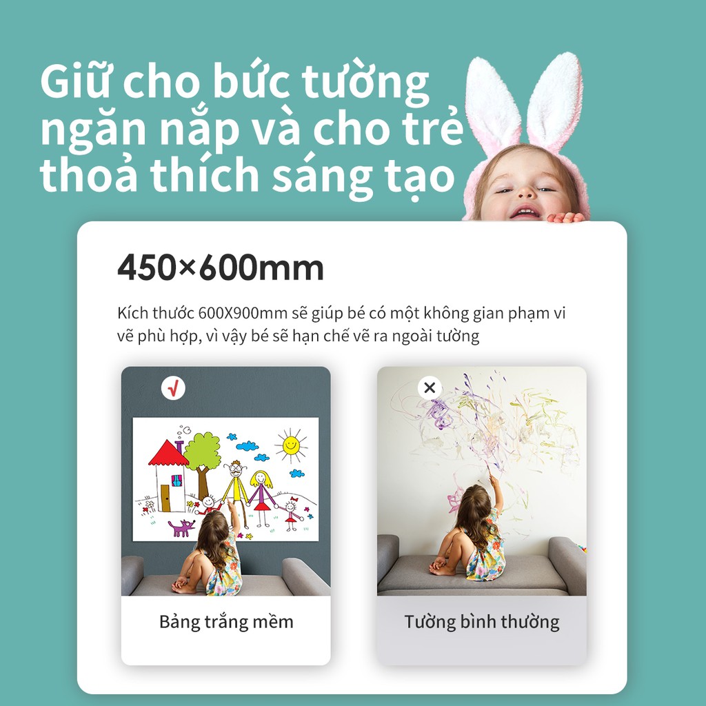 Bảng vẽ, decal dán tường Deli - Không bong tróc tróc sơn - Màu trắng, có từ tính kèm 5 phụ kiện - 50007/50008/8716