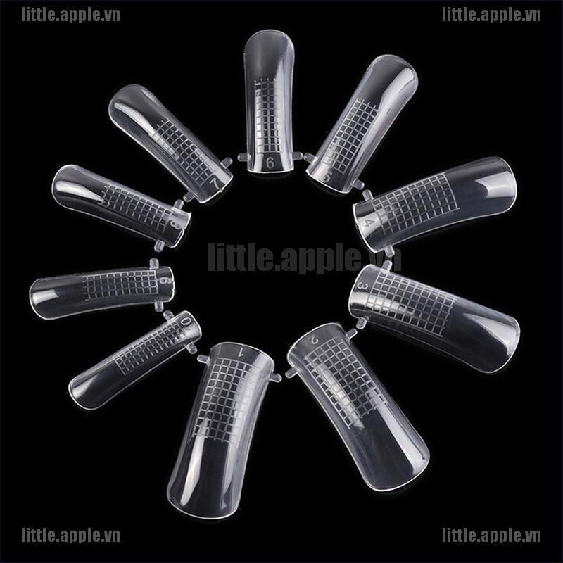 [Little] 20/100pcs clear dual nail forms uv gel acrylic full cover mold size scale [VN]