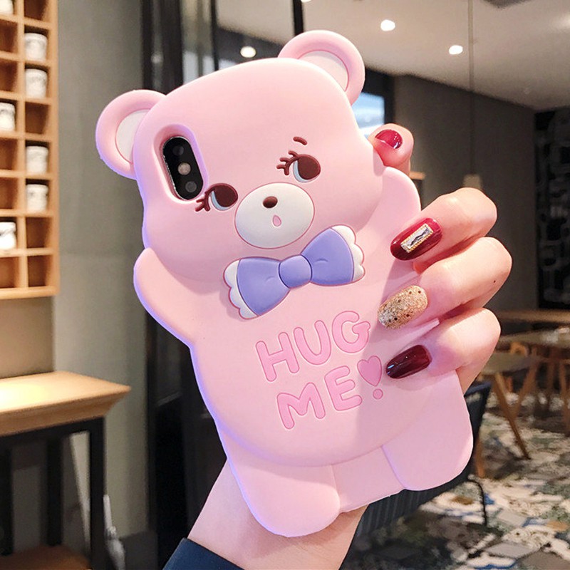 Ốp Điện Thoại silicone Mềm Hình Gấu 3d Cho iphone 4 4s 5 5s 6 6s 7 8 plus se 2020 x xs max xr iphone 12 13 14 11 pro max